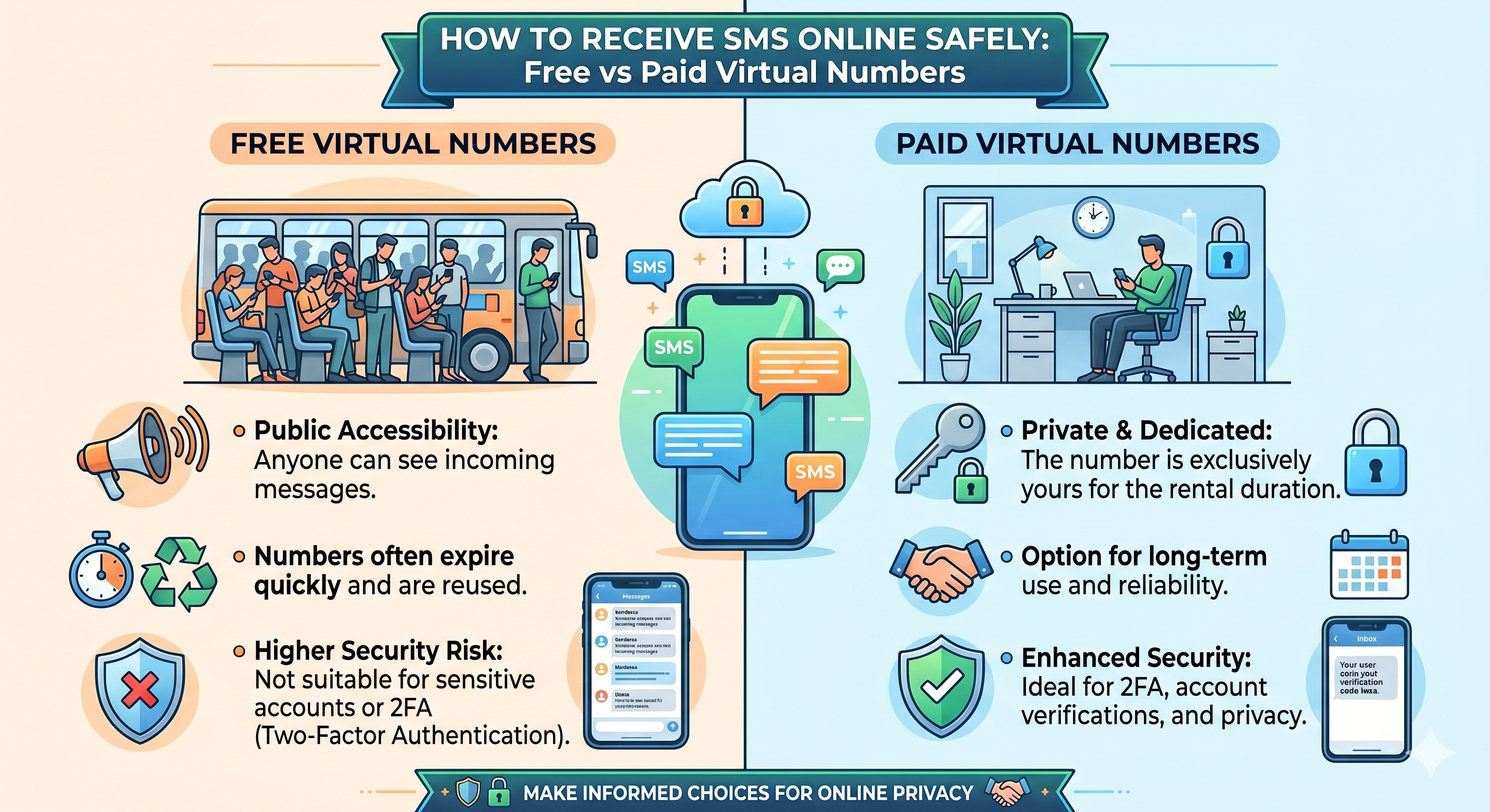 How to Receive SMS Online Safely: Free vs Paid Virtual Numbers