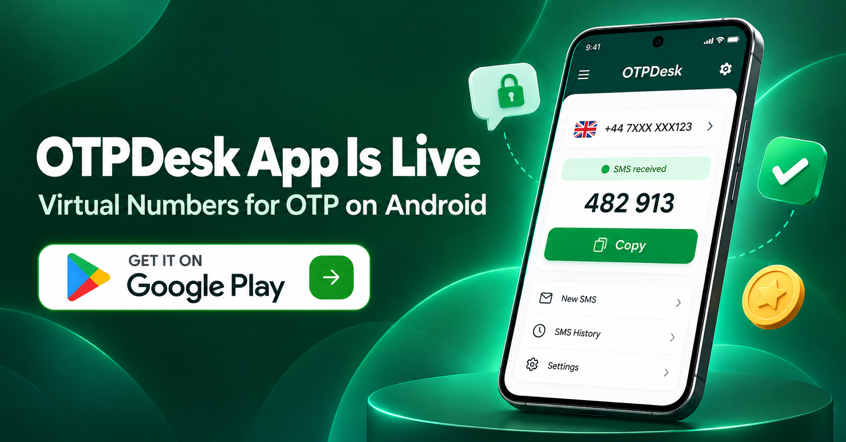 OTPDesk App Is Live on Google Play: Virtual Numbers for OTP on Android